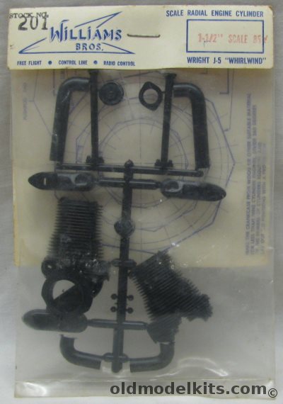 Williams Brothers 1/6 Wright J-5 Whirlwind Engine Cylinder Kit - For Large Scale RC Aircraft - Bagged plastic model kit